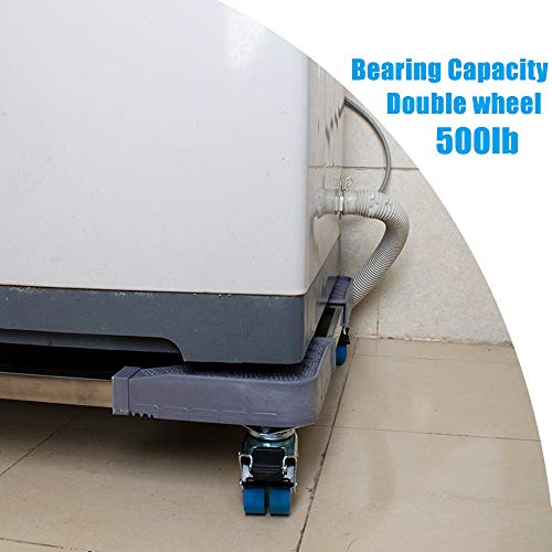 Adjustable Washing Machine Stand with 8 Locked Rubber Swivel Wheels Movable Base Dolly Pedestal For Washing Machine Dryer Mini Refrigerator