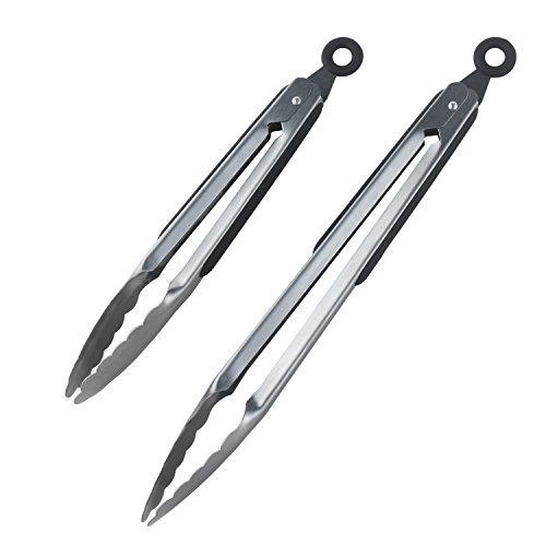 Stainless-steel Locking Kitchen Tongs,Tongji 9,and 12 Inch Premium Sturdy Grips,Set of 2