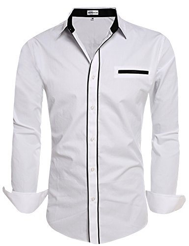 slim fit dress slacks Men's Slim Fit Solid Color Dress Shirt (French Blue), French Blue / 2X-Large/18-18.5 Neck/34-35 Sleeve main image 1