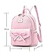 Girls Bowknot Fahsion Leather Small Backpack Mini Backpack for Women Pink
