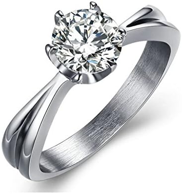 Xiangling Solitaire Cubic Zirconia CZ Wedding Engagemant Ring 6 Prongs 18K White Gold Plated Size 8