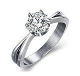 Xiangling Stainless Steel White Cubic Zirconia Love Promise Cz Ring Engagement Wedding Eternity Bands