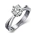 Xiangling Solitaire Cubic Zirconia CZ Wedding Engagemant Ring 6 Prongs 18K White Gold Plated Size 8