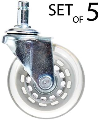 2.5" Grey Office Chair Casters - NEW 2016 Model - Rollerblade Style. Clear Polyurethane Material - SAFE for Hardwood Floors &amp; Carpet. Universal Easy Installation - Set of 5