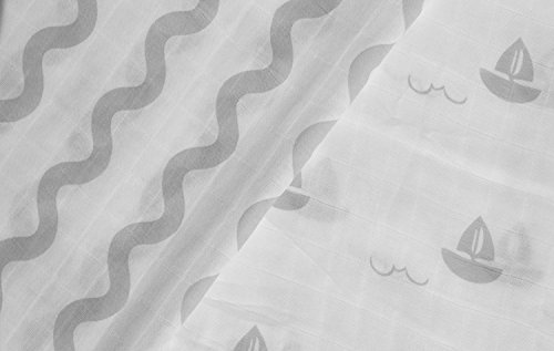 Organic Cotton Swaddle Blankets Muslin Large - Premium Safari Collection Swaddle Blankets with Animal Prints - Unisex Muslin Swaddle Blankets - Organic Baby Blankets - 4 Pack - (Gray Collection)