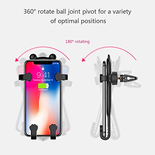 JDgoods Creative Bear Wireless Qi Fast Charge Car Mount Holder Compatible with iPhone Xs Max/XS/XR/X/8/8 Plus, Samsung Galaxy S10/S10+/S10E/Note 9/S9/S9+/Note 8/S8/S7, AirPods and More (Black)