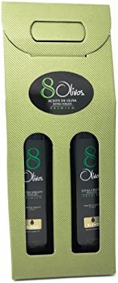 8Olivos Premium Extra Virgin Olive Oil First Cold Pressed, Award Winning Gourmet Gift Set, 2 PACK, 17Floz.bottles