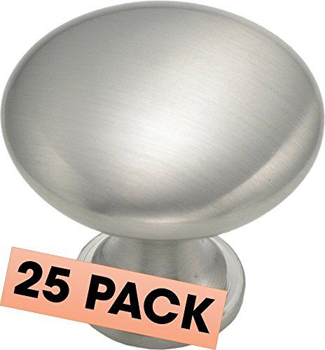 Cabinet Round Knob 1-1/4-inch Diameter 1-1/4-inch Diameter, Satin Nickel (25)