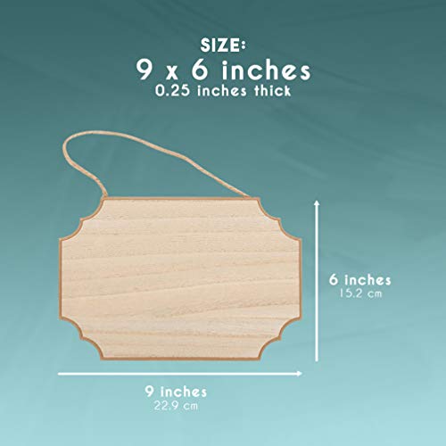 image for Juvale Unfinished Wood Plaque - 6-Pack Hanging Wooden Plaque with Jute