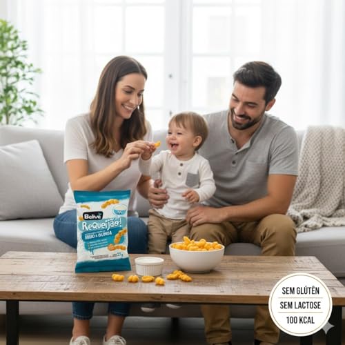Kit Salgadinho BELIVE Sem Glúten Sabor Requeijão 25g c/12 pacotes – Snack Assado, Crocante e Prático para Lanche