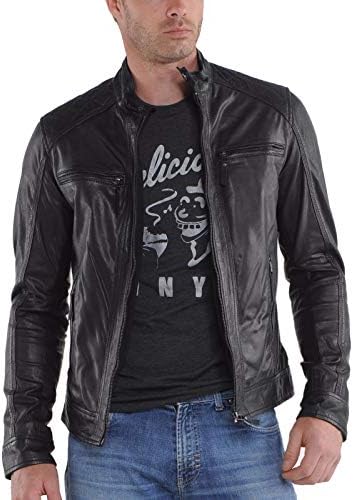 Mens Leather Jacket Bomber Motorcycle Biker Real Lambskin Leather Jacket for Mens Collection-11