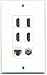 RiteAV - 4 x HDMI and 1 x Ethernet Cat5e and 1 x Coax Cable TV F Type Port Wall Plate - White
