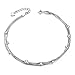 SHEGRACE 925 Sterling Silver Triple Layered Chain Anklets/Bracelet with Tiny Beads for Woman