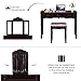 HOMECHO Vanity Table Set Makeup Dressing Desk with Tri-Folding Mirror Cushioned Stool Drawers Storage Organizer Dark Brown, HMC-MD-010