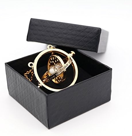 18k Gold Plated/Tone Time Turner Necklace Rotating Spinning Hourglass(Gift Box Included)