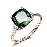 Madeone 18K Rose Gold Plating Luxury Square Emerald Green Gemstone Excellent Cut Cubic Zirconia CZ Wedding Engagement Ring for Women with Box Packing Size 6-10 (6)