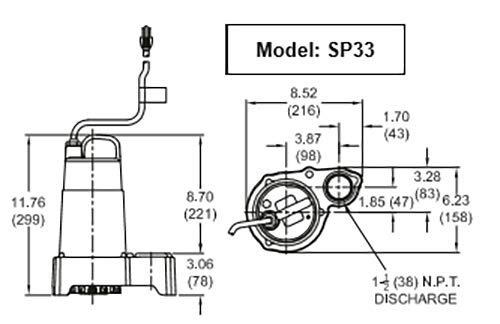 Barnes 112875 Model Sp50x Submersible Cast Iron Sump Pump 1 2 Hp
