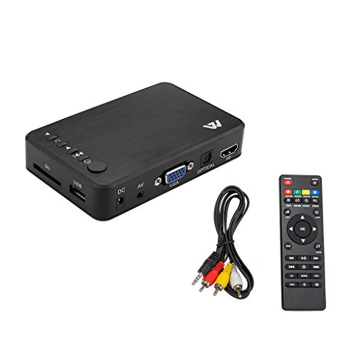 Digital Media Player, Sacow Mini Full 1080P HD Multi Media Player TV Box 3 Outputs HDMI/VGA/AV USB & SD Card