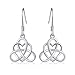 Good Luck Vintage Irish Triquetra Fishhook Celtic Heart Love Knot Dangle Stud 925 Sterling Silver Earrings for Women Wife Friend