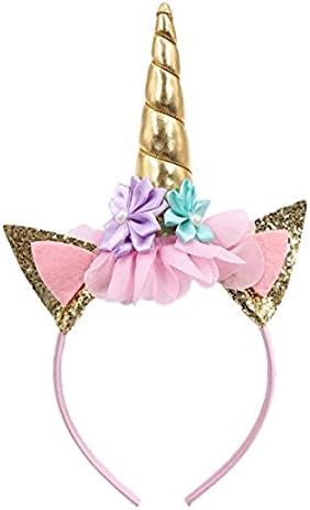 Unicorn Horn Ears Flower Headband Cosplay Costume Easter Headpiece