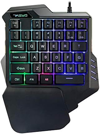 One Hand Gaming Keyboard USB Wired Gaming Keyboard E-Sport Gaming Keyboard 35 LED Backlit for LOL Dota PUBG OW