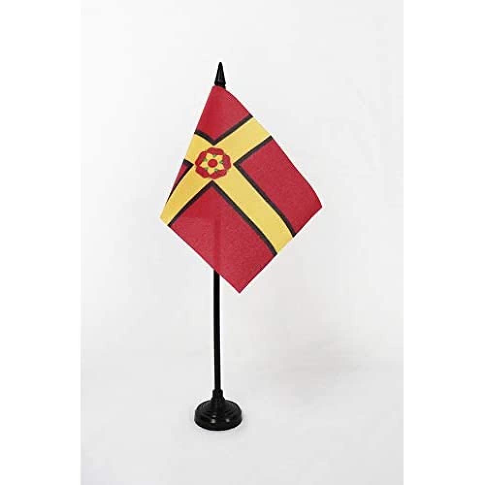 AZ FLAG - Northamptonshire New county Table Flag 4'' x 6'' - Northamptonshire New county Office Mini Banner 100% Polyester 15 x 10 cm - Mini Desk Flag with 10'' Pole and Black Plastic Base