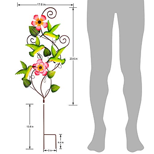 Zcaukya Metal Yard Stake Spring Decoration, 37.4 Inch Hummingbird Metal Garden Art Decoration Indoor Outdoor for Lawn… - Image 2