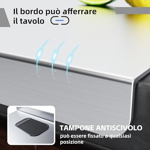 Stainless Steel Chopping Board, Kitchen Worktop, Durable and Hygienic Worktop Extraspessor 2 mm, Kitchen Kneading Board for Bar for Restaurant (58 x 90 cm)