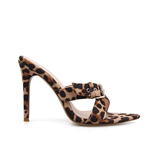 leopard heeled mules