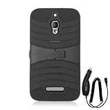 ALCATEL ONE TOUCH FIERCE BLACK WAVE ARMOR HYBRID DISPLAY STAND COVER HARD GEL PROTECTOR CASE + CAR CHARGER from PREFERRED FASHION NETWORK