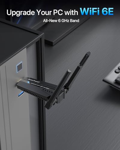 BrosTrend AXE5400 WiFi Stick 6E Powerful Tri-Band 6 GHz / 5GHz / 2.4GHz WiFi Stick 6 USB Long Range WiFi Key for PC, WiFi Antenna PC Dongle, USB Adapter, Compatible with Windows 11/10