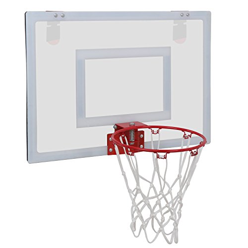 LEMY Over the Door XL Mini Basketball Hoop Set W/ 23"x16" Shatterproof Backboard,5.5" Ball, Hand Pump