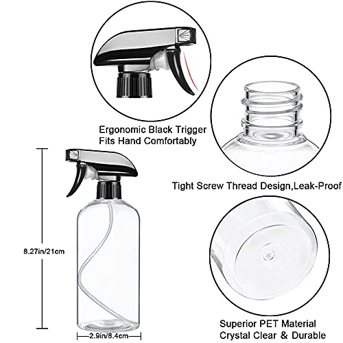 Empty Plastic Spray Bottles 16oz/500ml 4 Pack Clear Spray Bottle