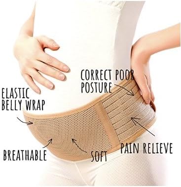 Maternity Belt, Breathable Abdominal Binder, Back Support, One Size, Beige
