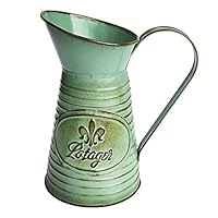 MISIXILE Green Shabby Chic Metal Flower Vase,Mini Rustic Style Jug Flower Pitcher for Home Decor