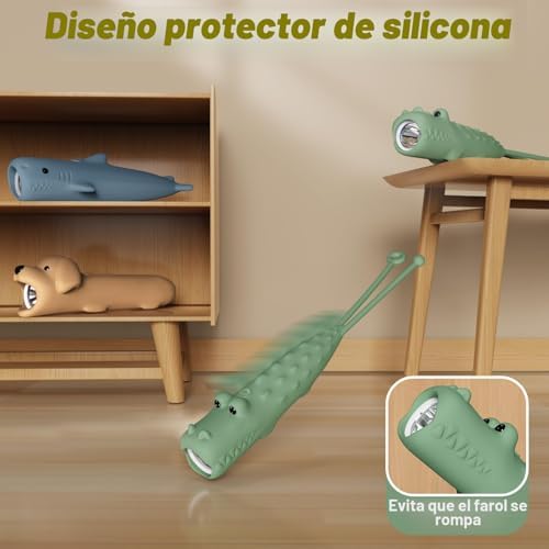 Lanternas LED recarregáveis ajustáveis de alto fluxo, lanternas portáteis para crianças, para emergências de campismo e caminhadas, presentes para crocodilos infantis