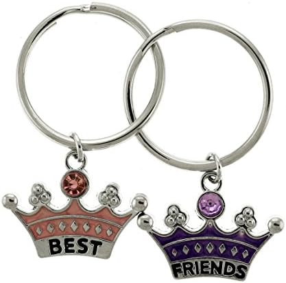 Conklin Fashions2 Piece Silver-Tone Pink And Purple Tiaras With Rhinestone Accents Best Friends Keychains Set KEKC6168