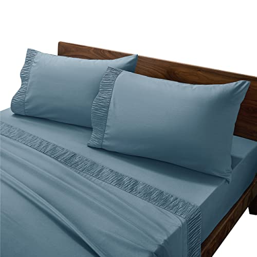 Bedsure King Size Sheets Sets Spa BlueSoft 1800 King Bed Sheets, 4 Pieces Microfiber Sheets for