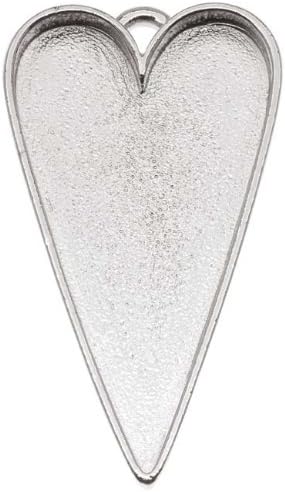 Nunn Design Bright Silver Plated Pewter Bezel Large Heart Pendant 2 1/8 Inch