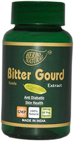 Herbo Natural Ayurvedic Karela (Bitter gourd) Extract Veg Capsules (60 Capsules, 500mg) GMP Certified (Pack of 1)