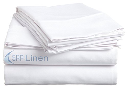 SRP LinenBedding 800 Thread Count 100% Egyptian Cotton 4PC Sheet Set 15'' Deep Pocket (King, White)