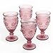 The Pioneer Woman Adeline Embossed 12-Ounce Footed Glass Goblets, Set of 4 (Plum)