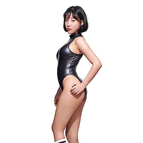 LEOHEX Sexy Matte Zwarte Turnpakjes Mouwloze Bodysuit Hoge Cut Een Stuk Badmode Vrouwen Badpakken Japanse Badpakken - Image 4