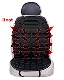 Zone Tech Car Heated Seat Cover Cushion Hot Warmer - 12V Classic Black Heating Warmer Pad Hot Cover Perfect for Cold Weather and Winter Driving