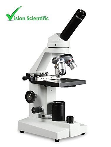 Vision Scientific VME0020-E3-MS2 Student LED Microscope, 10x WF and 25x WF Eyepiece, 40x-1000x Magnification, LED Illumination with light intensity control, Mechanical Stage, Coarse and Fine Focus
