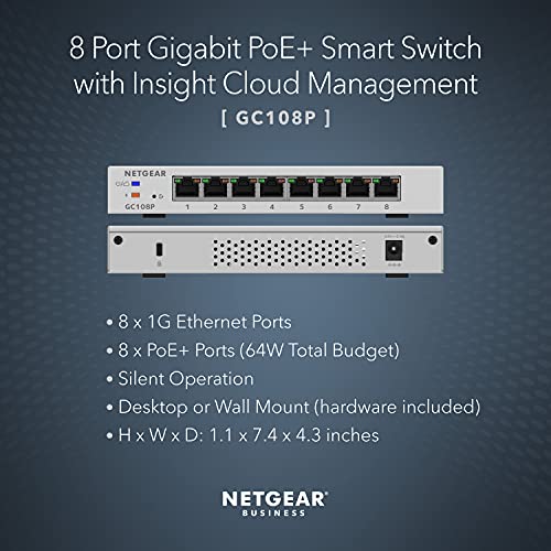 NETGEAR 8port PoE Gigabit Smart Switch with Insight Cloud