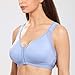 DELIMIRA Women's Full Coverage Front Closure Wire Free Back Support Posture Bra Mystery Blue 42C