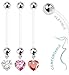 The Jewelry Archivist Crystal Heart Dangle Pregnancy Maternity Flexible Belly Button Naval Retainer Ring. UV, Nickel and Allergy Free - 14G - 1