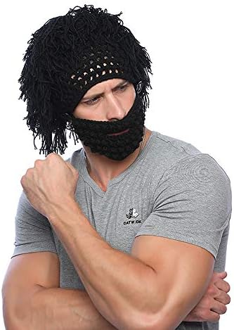 Xinqiao Wig Beard Hat Rasta Beanie Caveman Halloween Costume Funny Savage Caps