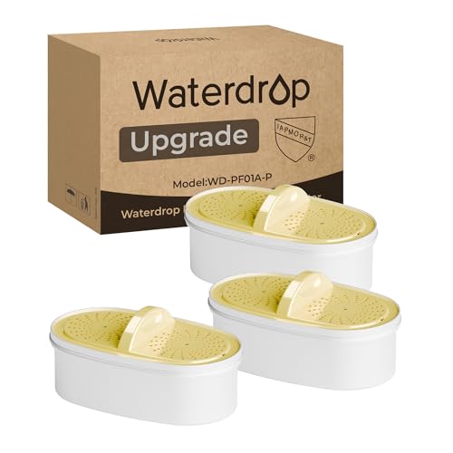 [Original] Waterdrop Upgrade NSF 53&42&372 Certified Replacement Filters, for All Waterdrop Pitcher and Dispenser, Reduces PFAS, PFOA/PFOS, Chlorine, Cadmium, Copper, Mercury, 3 Packs